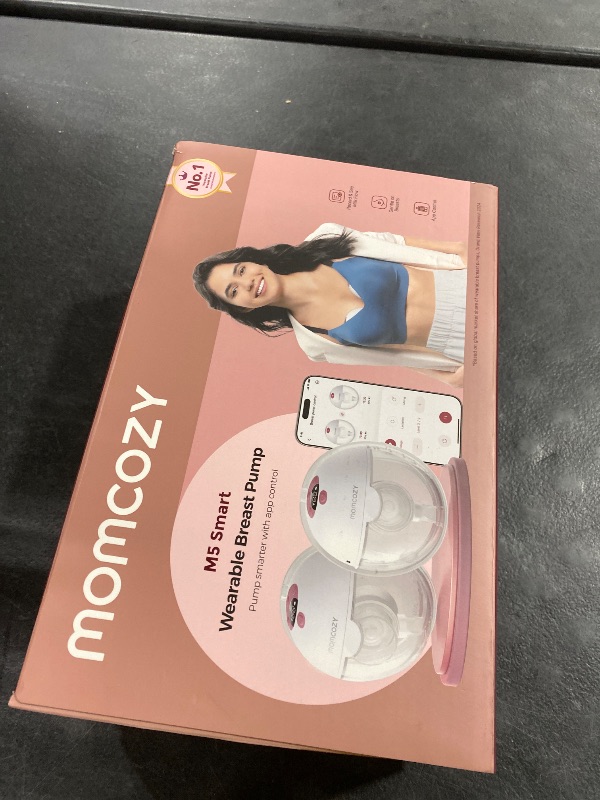 Photo 1 of Momcozy M5 Smart APP Controlled Wearable Breast Pump, Hands-Free Wireless Electric Pump, 3 Modes 9 Suction Levels, BPA-Free, Portable Lightweight, 24mm Flange, 2-Pack Cozy Red
