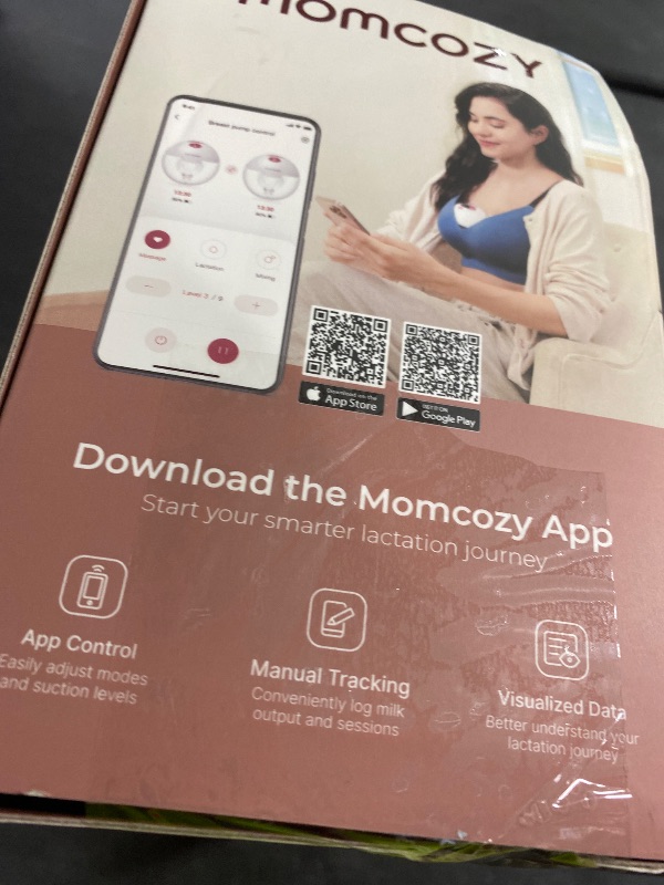Photo 1 of Momcozy M5 Smart APP Controlled Wearable Breast Pump, Hands-Free Wireless Electric Pump, 3 Modes 9 Suction Levels, BPA-Free, Portable Lightweight, 24mm Flange, 2-Pack Cozy Red
