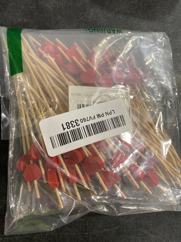 Photo 1 of 100 Counts Red Heart Cocktail Picks?4.7 Inch Handmade Bamboo Cocktail Toothpicks for Valentine's,Birthday,Wedding,Valentines Day Decoration Party Supplies