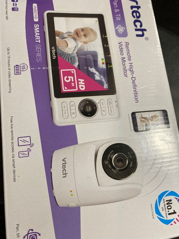 Photo 1 of VTech VM901 Smart WiFi Baby Monitor with 1080p FHD Camera and 5" HD IPS Display, Free App, Remote Pan Tilt Zoom, Night Vision, Motion Detection Alerts