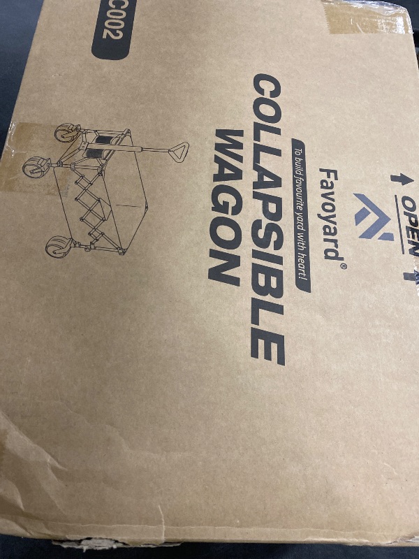 Photo 1 of Favoyard Extra Large Collapsible Wagon Carts Foldable 360LBS Heavy Duty Beach Wagons with Big Wheels & Brakes Portable Folding Cart for Shopping Grocery Utility Sports Garden Camping Outdoor, Black