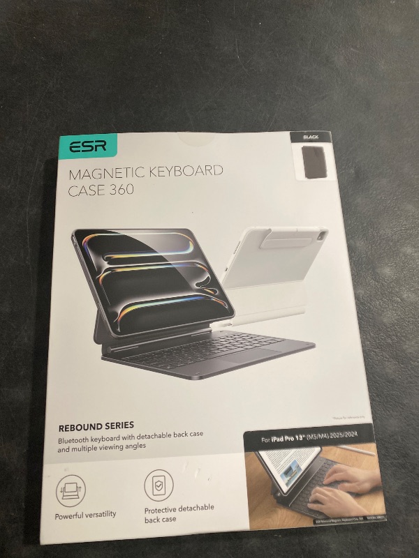 Photo 1 of ESR iPad Pro 13 Inch Case with Keyboard (M5/M4, 2025/2024), iPad Pro 13 Keyboard Case with Easy-Set Magnetic Stand, Portrait/Raised Modes for iPad Pro 13, Removable, Rebound 360 Series, Black