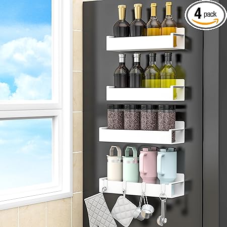 Photo 1 of 4 Pack Magnetic Spice Rack Organizer for Refrigerator and Oven, White Fridge Organizers and Storage for Kitchen
Brand: HuggieGems