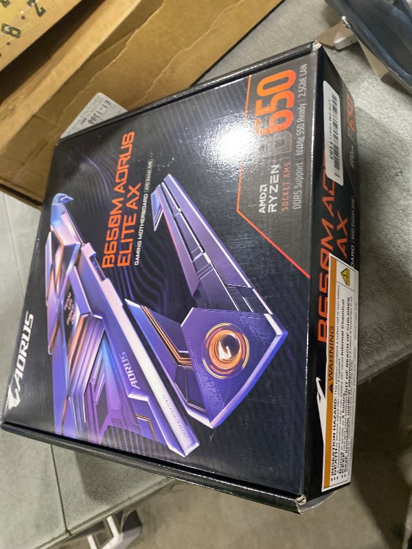 Photo 1 of GIGABYTE B650M AORUS Elite AX AMD AM5 mATX Motherboard, Support Ryzen 9000/8000/7000 Series, DDR5, 12+2+2 Power Phase, PCIe 5.0 M.2, USB-C 3.2 Gen 2, WIFI6E, 2.5GbE, EZ-Latch, Q-Flash, RGB Fusion