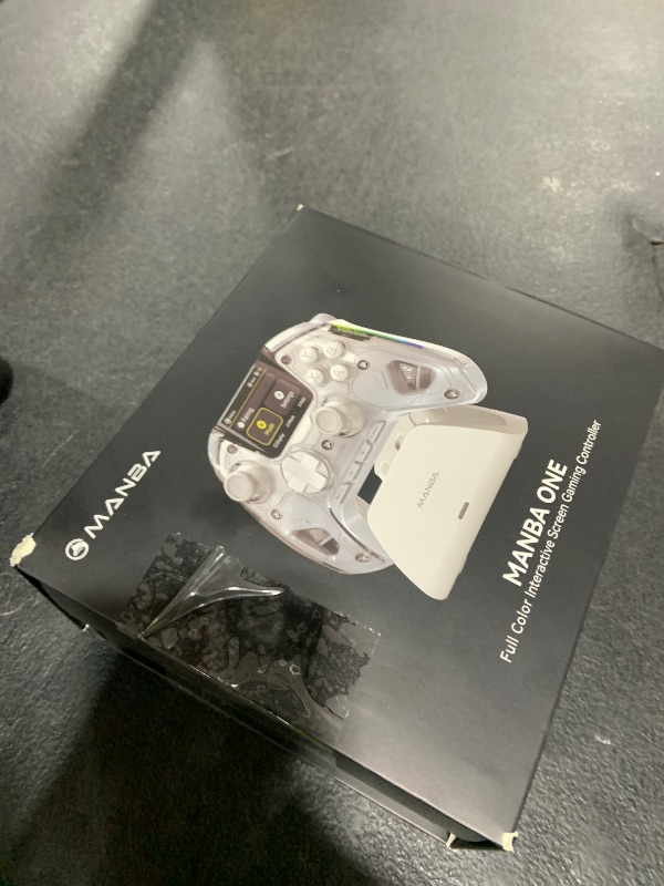 Photo 1 of ManbaOne Interactive Screen Wireless Gaming Controller for PC/Switch/Switch 2/iOS/Android,Hall Effect Stick & Trigger,RGB Lighting,Remappable Buttons,1800mAh with Charging Dock (White)