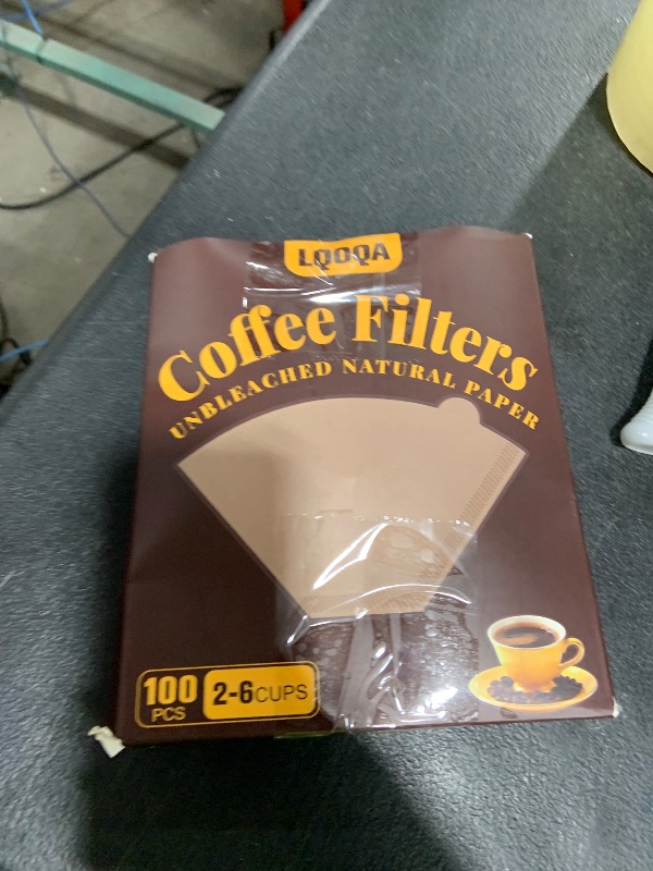 Photo 1 of 100 Count #2 Cone Coffee Filters, Unbleached Natural Paper, No Blowout & Tear-Resistant, Compostable, Fits 2-6 Cup Makers, Pour-Over & Ninja Brewers