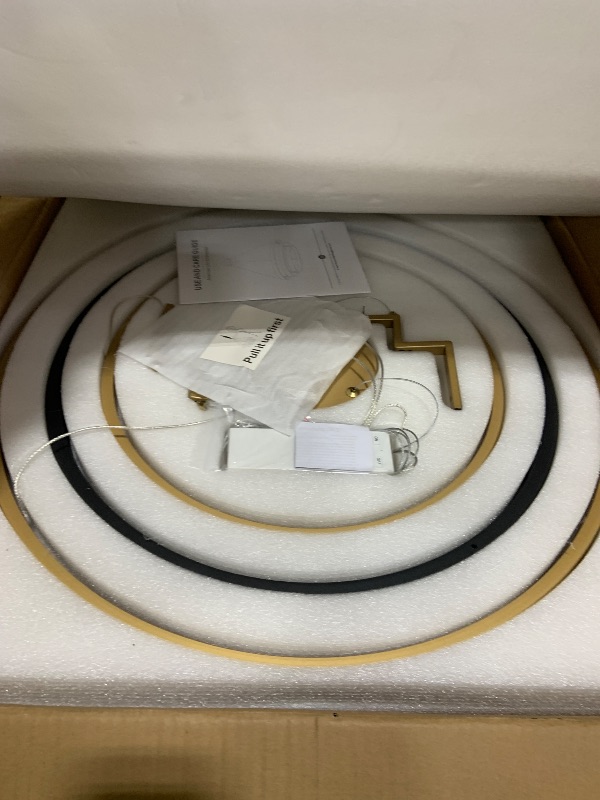 Photo 1 of CaraLuxe 3 Ring LED Chandelier Black Gold Chandelier Light Fixture Dimmable Round Foyer Chandeliers Modern Circular Chandeliers Light for Dining Room Entry Bedroom Office Living Room 24in