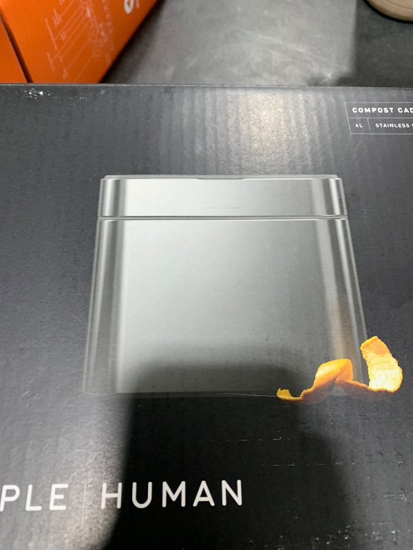 Photo 1 of **DAMAGEDD* simplehuman Compost Caddy, Detachable and Countertop Bin, 4 Liter / 1.06 Gallon, Brushed Stainless Steel