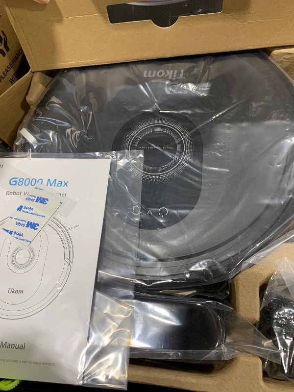 Photo 1 of Tikom Robot Vacuum and Mop Combo, 5000Pa Robotic Vacuum Cleaner, 150 Min Max, App & Remote Control, Ideal for Hard Floor, Carpet, Pet Hair, Self-Charge(G8000 Max)