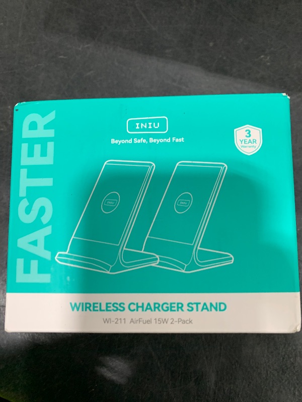 Photo 1 of [2-Pack] Wireless Charger, INIU 15W Qi-Certified Fast Wireless Charging Stand with Sleep-Friendly Adaptive Light Compatible with iPhone 16 15 14 13 12 Pro Max Plus Samsung Galaxy S22 S21 Note 20 etc