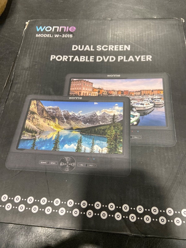 Photo 1 of WONNIE 10" Car DVD Players, Portable DVD Player Dual Screen Play Two Different or The Same Movie with Headrest Mounts, 5 Hours Rechargeable Battery, 2 AC Adapters, All Regions, Support USB/SD/Sync TV