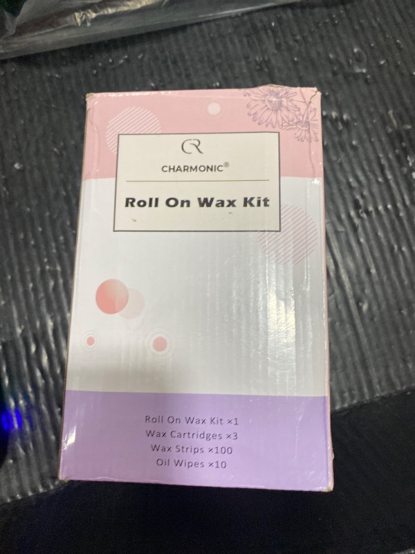 Photo 1 of **USED** Roll On Wax Kit, Portable Wax Roller Kit for Coarse/Fine Hair Removal, Beginners Waxing Roller for All Skin Types with 3 Pcs 100g Roll Cartridge, 100 Non-Woven Strips & 10 After Oil Wipes (F1_Pink)