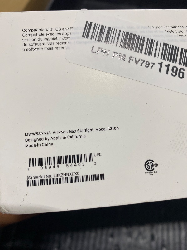 Photo 1 of Apple AirPods Max Wireless Over-Ear Headphones, Pro-Level Active Noise Cancellation, Transparency Mode, Personalized Spatial Audio, USB-C Charging, Bluetooth Headphones for iPhone - Starlight