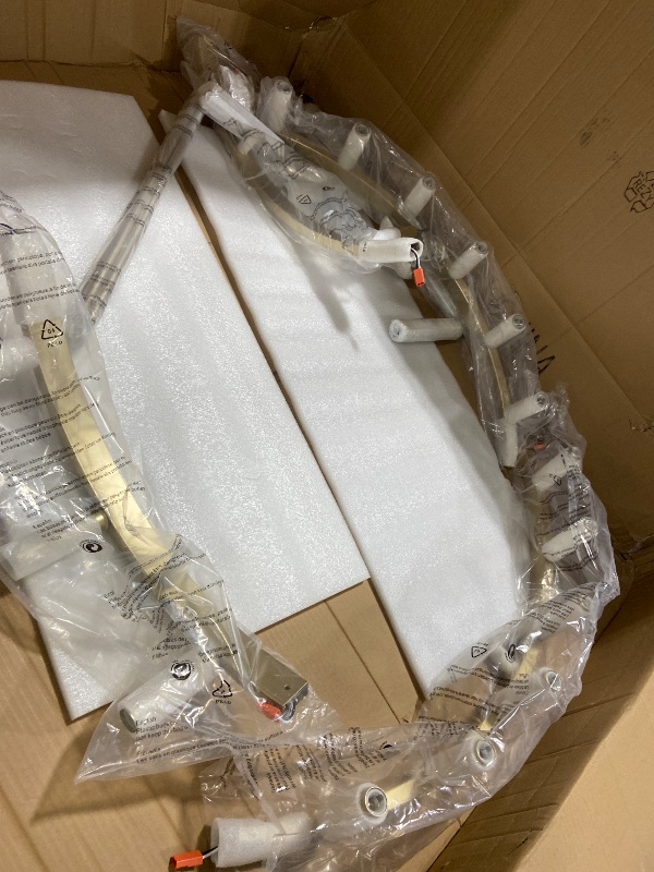 Photo 1 of 48" Crystal Fluted Glow Chandelier, Finial Details, Solid Crystal Craftsmanship, Fluted Modern Design, Bronze-Finished Iron Finials, Light, Bright, Airy Feel, Light Fixtures for Dining Room