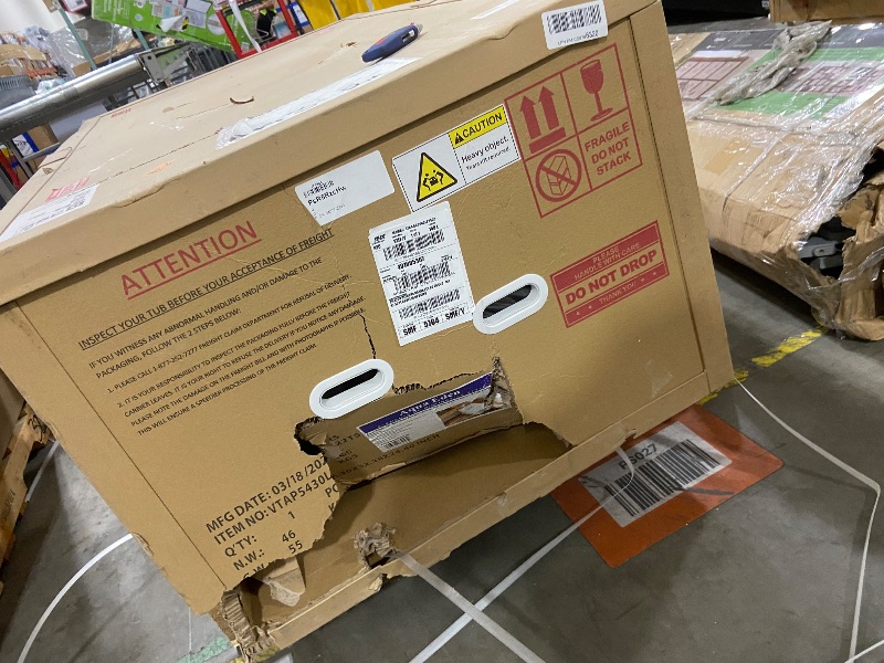 Photo 1 of Aqua Eden VTAM5432L22D 54-Inch Anti-Skid Acrylic 2-Wall Alcove Tub with Left Hand Drain, Glossy White