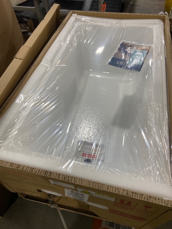 Photo 1 of Aqua Eden VTAM5432L22D 54-Inch Anti-Skid Acrylic 2-Wall Alcove Tub with Left Hand Drain, Glossy White