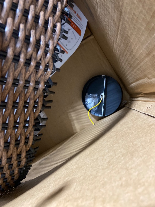 Photo 1 of Arturesthome 1 Light Rattan Pendant Light Fixtures,Wicker Boho Black Basket Chandelier, Large Natural Woven Ceiling Hanging Lamp for Kitchen Island Dining Room W 23.5"*22.7"