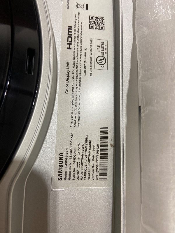 Photo 1 of damaged -------------------broken screen ------------------------------Samsung 49" Odyssey OLED G9 (G91SD) Dual QHD QD-OLED G-Sync Compatible Curved Gaming Monitor, 144Hz, 0.03ms, AMD FreeSync Premium Pro, Ergonomic Stand, 3 Year Warranty, LS49DG910SNXZA,