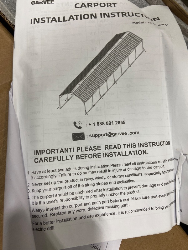Photo 1 of GarveeLife 20'x40'x12' Metal Carport for Multiple Vehicles, Heavy Duty Car Ports, Vertical Roof Design, All-Weather Use, for Full-Size Pickup Trucks, Boats, and Tractors