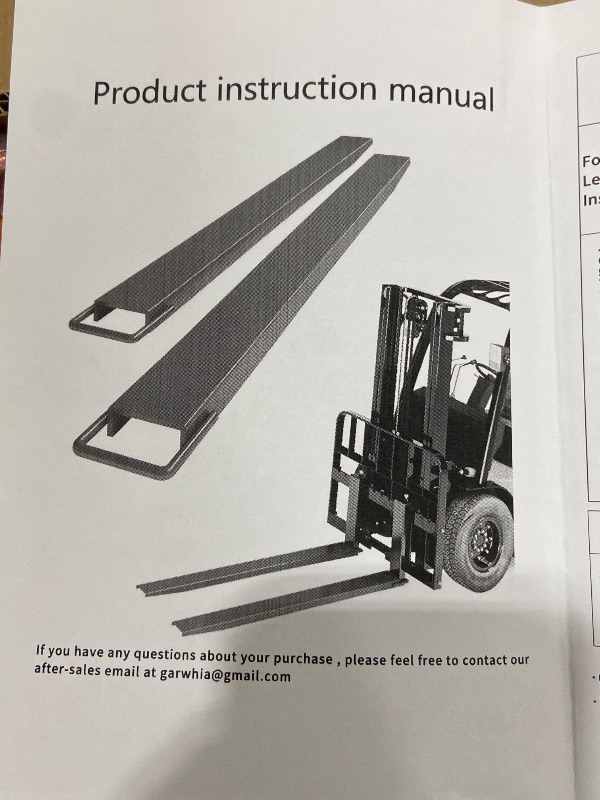 Photo 1 of FORKLIFT EXTENSTION KIT 