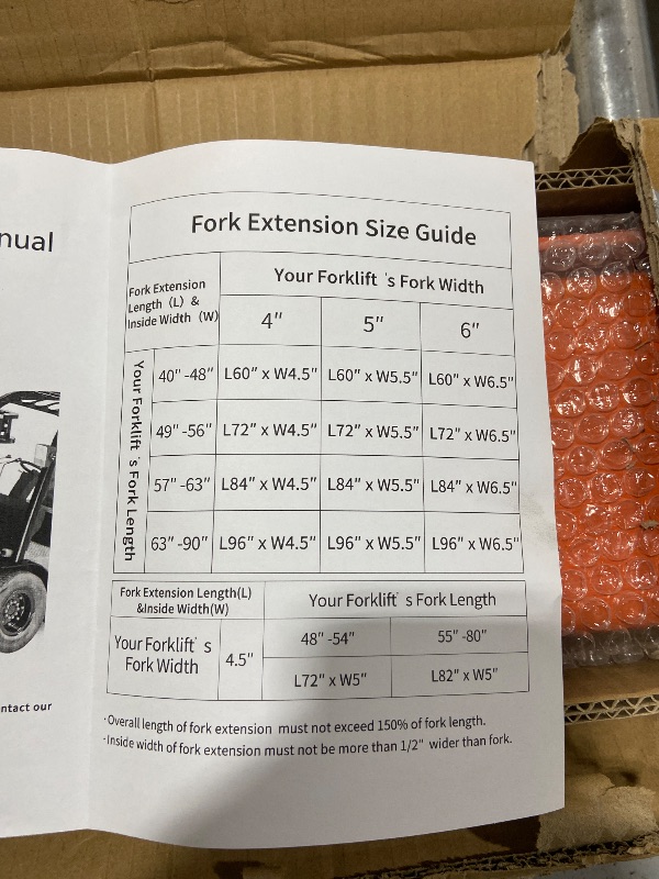 Photo 1 of FORKLIFT EXTENSTION KIT 