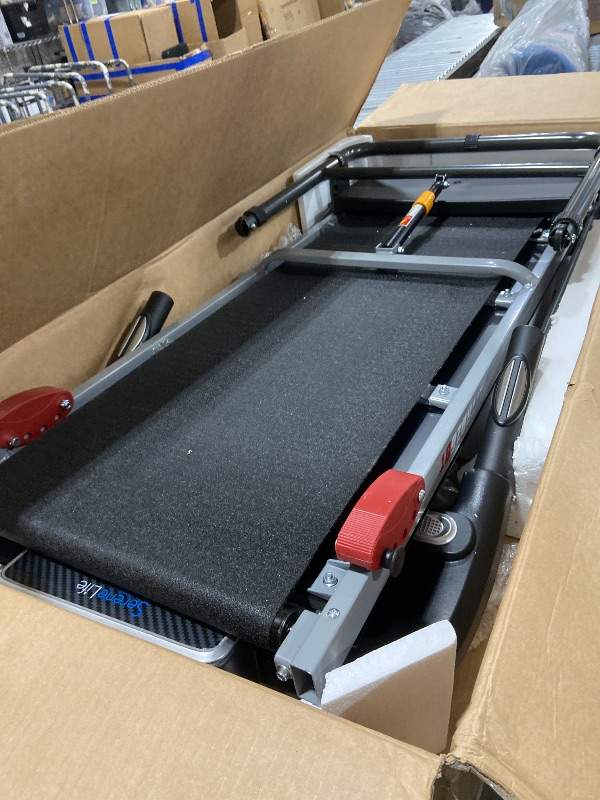 Photo 1 of SereneLife Folding Treadmill - Foldable Home Fitness Equipment with LCD for Walking & Running, 6 MPH Speed, 1HP Motor, Cardio Machine, 4 Manual Incline Levels, 12 Programs, Bluetooth, 265lbs Capacity