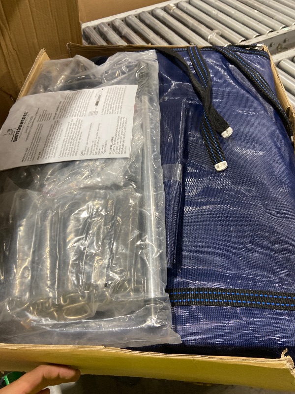 Photo 1 of WaterWarden Pool Safety Cover for 16' x 34' Inground Pool With 2' Right Offset 4'x8' Step, 15-Year Warranty, UL Classified to ASTM F1346, Triple Stitched for Max Strength, Hardware Included, Blue Mesh