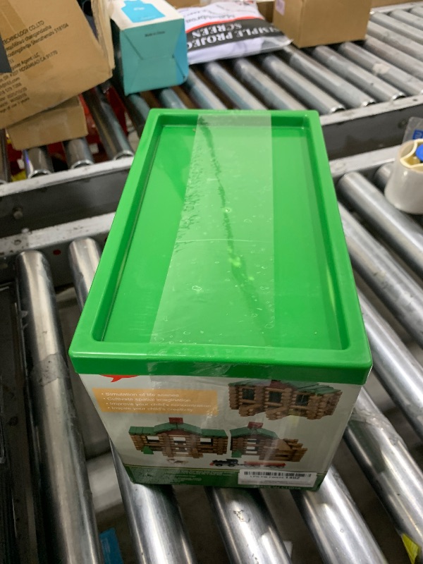 Photo 1 of Wondertoys 208 Pcs Wooden Log Set - Classic Building Logs Ages 3+ - Best Retro Building Gift Set for Boys - Creative Construction Engineering Educational Gifts