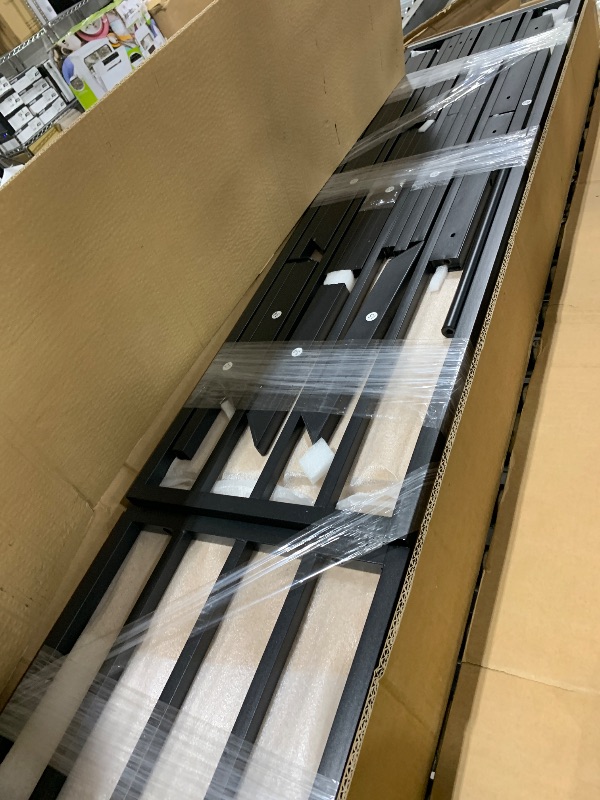 Photo 1 of Bellemave Queen Loft Bed Frame with Storage Stairs, Beside Shelf & Wardrobe, Metal Queen Size Loft Bed with USB Ports&LED Light, Large Under-Bed Space Loft Beds for Adults,Teens, Kids, Black Natural