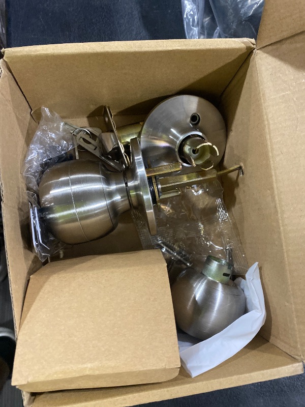 Photo 1 of Veise VE018 Smart Knob Handle Lock - Fingerprint, App Control, Keyless Entry for Front Door and Bedroom, Electronic Digital Keypad, Auto Lock, Remote Access Sharing, IP55 Weatherproof, Satin Nickel(Missing pad lock View picture for  items included)