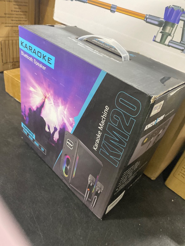 Photo 1 of Karaoke Machine for Adults & Kids, Bluetooth Speaker Portable with 2 Wireless Microphones, Bass/Treble Adjustment, Remote and LED Light, PA System Support AUX/USB/TF for Home Party