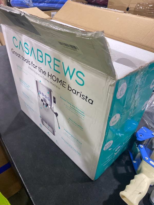 Photo 1 of CASABREWS 3700 Essential Espresso Machine 20 Bar, Stainless Steel Cappuccino & Latte Machine with Steam Frother for Home, 43.9oz Water Tank, Coffee Gift for Women & Men, Silver