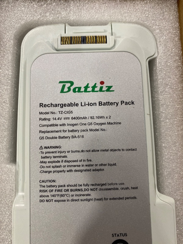 Photo 1 of BATTIZ Inogen One G5 & Rove 6 Replacement 16-Cell Battery - 14.4V 6400mAh High Capacity Li-ion, Multi-Protection Safety System, Compatible with BA-516