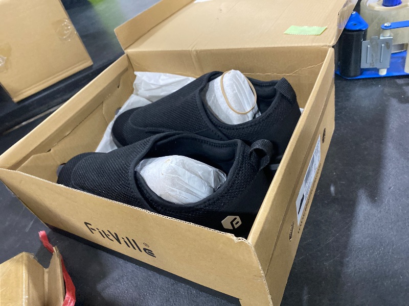 Photo 1 of FitVille Diabetic Shoes for Men Extra Wide Slip-on Shoes for Swollen Feet Adjustable Walking Shoes for Elderly Foot Pain Relief Neuropathy - EasyTop Wings Black