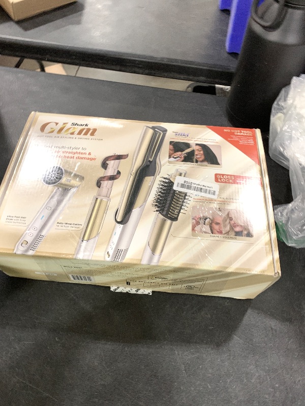Photo 1 of Shark Glam Ceramic & Powerful Air Styling & Drying System, with Silki Straightener & Shark Glossi Air Glosser, for Drying, Curling, Straightening & Glossing, Gold, HD6051S (Straight & Wavy Hair)