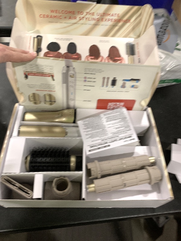 Photo 1 of Shark Glam Ceramic & Powerful Air Styling & Drying System, with Silki Straightener & Shark Glossi Air Glosser, for Drying, Curling, Straightening & Glossing, Gold, HD6051S (Straight & Wavy Hair)