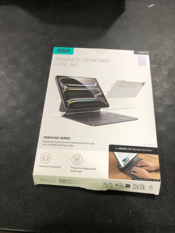 Photo 1 of [Upgraded] ESR iPad Pro 13 Inch Case with Keyboard (M5/M4, 2025/2024), iPad Pro 13 Keyboard Case with Magnetic Stand, Portrait/Raised Modes for iPad Pro 13, Removable, Rebound 360 Series, Pirple