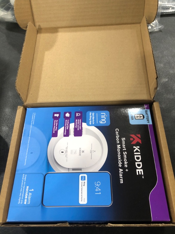 Photo 1 of Kidde Smart Smoke and Carbon Monoxide Detector, Ring App Enabled for Real-Time Notifications, Wire-Free Interconnectivity, AA Battery Powered