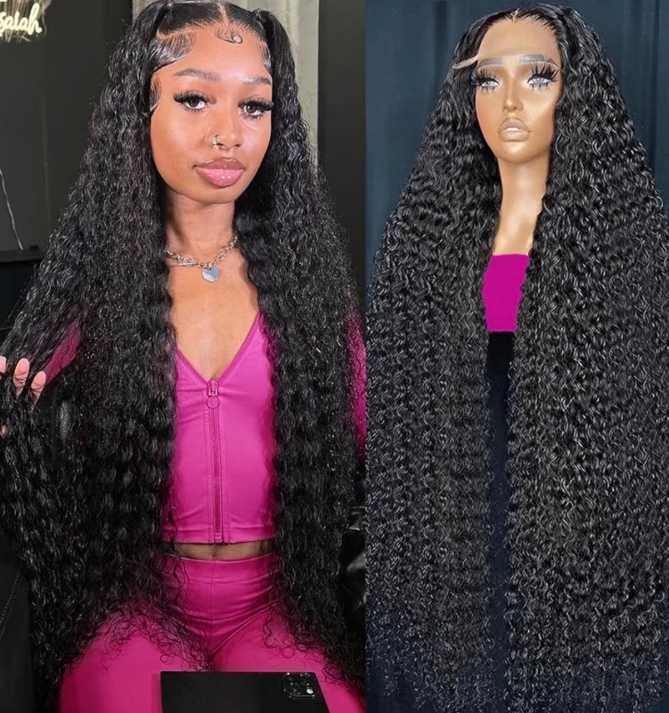 Photo 1 of 30 Inch Deep Wave Lace Front Wigs Human Hair 13x6 HD Transparent Deep Wave Lace Front Wigs for Women 200% Density Curly Lace Front Wig Pre Plcked Deep Wave Wigs with Baby Hair