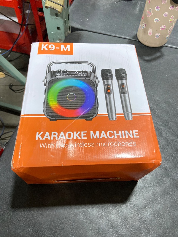 Photo 1 of Karaoke Machine, Portable Bluetooth Speaker with 2 Wireless Microphones for Adults & Kids with Lights, Karaoke Microphone with PA System Supports USB/TF/REC/FM/AUX for Home Party Home System Packages