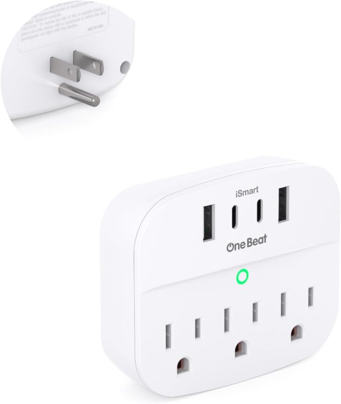 Photo 1 of 1 Pack Multi Plug Wall Outlet Splitter with USB, Non Surge Protector for Cruise Ship, Cruise Outlet with 3 Wall Outlets 4 USB Wall Charger(2 USB C), Small Travel Plug Adapter for Cruise,Travel,White
