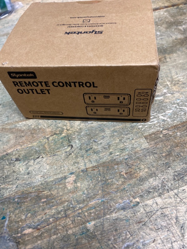 Photo 1 of 

Syantek Remote Control Outlet with 2 Independent Control Sockets, Wireless Remote Light Switch Set, Remote Outlet Plug Up to 100 FT Range, FCC Certified