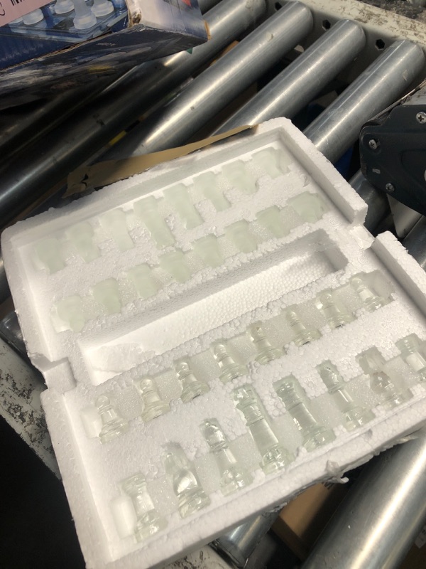 Photo 1 of ***DAMAGED - SEE NOTES/PICTURES*** Elegant 10" Glass Chess Set - Premium Quality Board Game for All Ages for Chess Enthusiasts and Home Decor