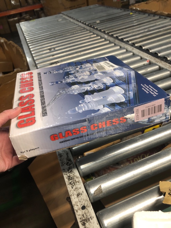 Photo 1 of ***DAMAGED - SEE NOTES/PICTURES*** Elegant 10" Glass Chess Set - Premium Quality Board Game for All Ages for Chess Enthusiasts and Home Decor