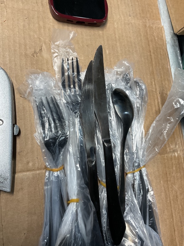 Photo 1 of **PARTS ONLY**MINOR SCRATCHES/MISSING ITEMS**
KINGSTONE Black Silverware Set, Forged Flatware Set Cutlery Set Premium Stainless Steel, for Kitchen, Home, Wedding, Party, Mirror Polished and Dishwasher Safe