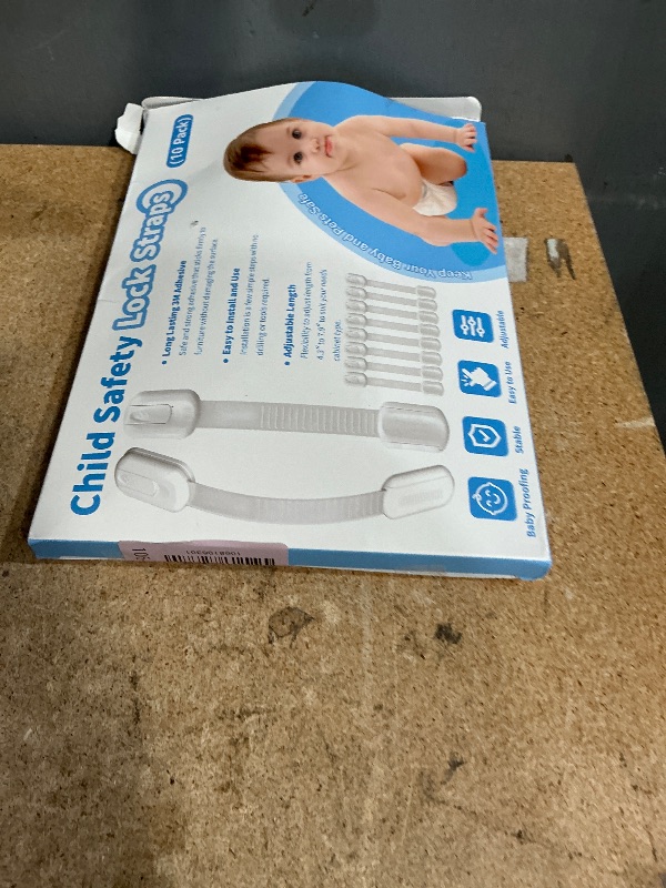 Photo 1 of 10 Pack Cabinet Locks Baby Proofing, Child Proof Cabinet Locks with 3M Adhesive - Easy Installation with Adjustable Straps, Multi-Purpose Child Safety Latches for Drawers Fridge Trash Cans Toilets