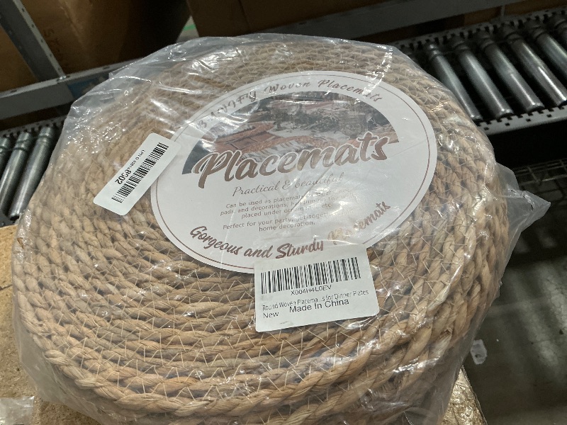 Photo 1 of 12 in Round Woven Placemats Plate Chargers Set of 10, Rattan Wicker Table Mats for Dinner Plates, Boho Farmhouse Rustic Place Mats for Dining Table Decor