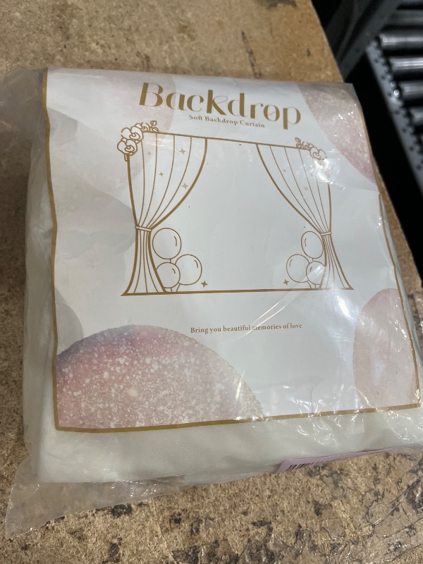 Photo 1 of 10x10ft Ivory Tulle Backdrop Curtain with Lights String for Parites, Sheer Backdrop Curtains for Wedding Baby Shower Birthday Party Photo Shoot Decorations