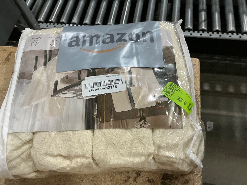 Photo 1 of * Stock photo for reference ** MOSAYT 100% Waterproof Dining Room Chair Covers Set of 4, Super Fit Stretch Jacquard Parson Chairs Slipcovers Removable Washable Chair Seat Protectors for Home, Kitchen, Banquet (Beige)