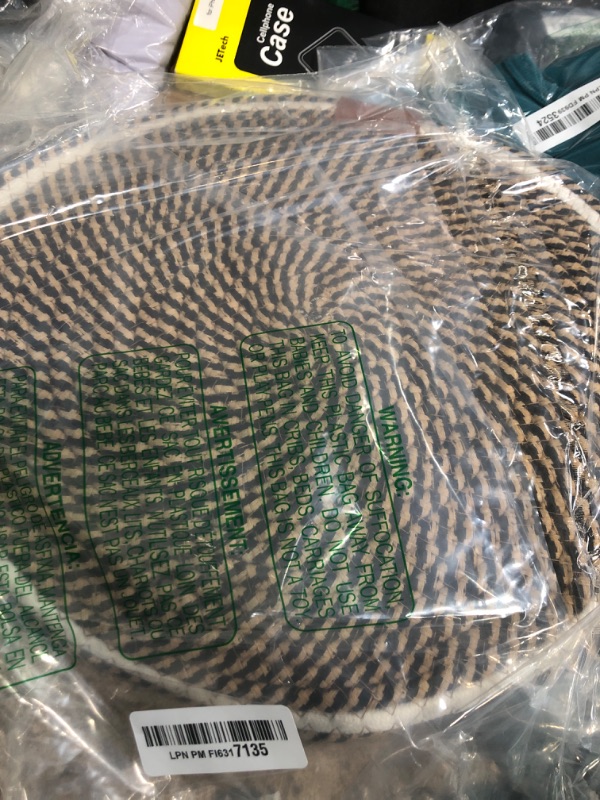 Photo 1 of Shinylin 25.6 Inch Large Scratching Mat for Indoor Cats Natural Cotton Rope Flat Scratcher with Ear Hooks and Ball Toy Cat Scratch Rug Pad for Wall, Couch, Carpets, Sofas (Dark Brown)